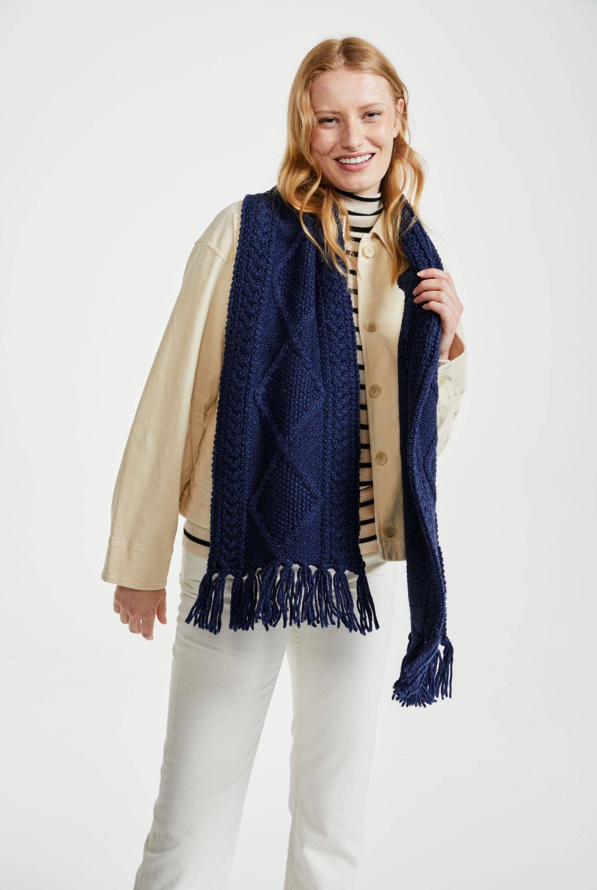 Kinard Aran Scarf - Navy: One Size