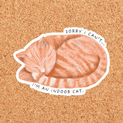 Indoor Cat Introvert Antisocial Vinyl Sticker: With Backer Card