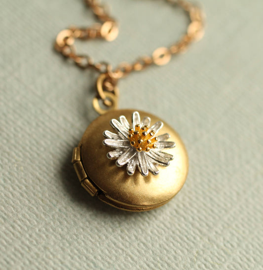 Tiny Gold Daisy Locket