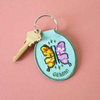 Gemini Embroidered Keychain