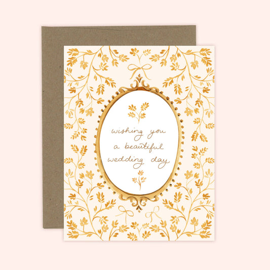 Ornate Wedding Day Card: White