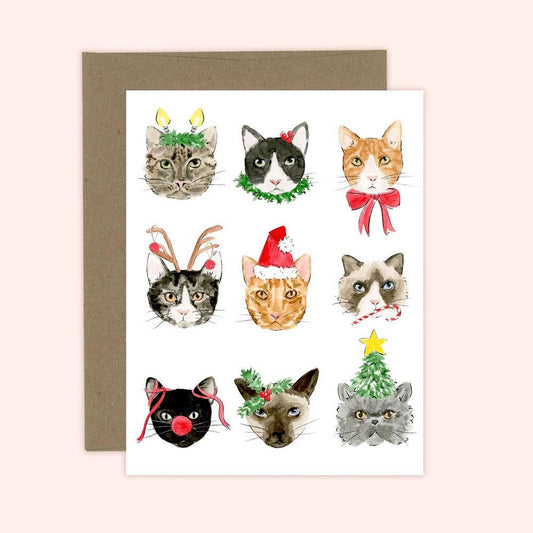 Christmas Cats Greeting Card: Kraft