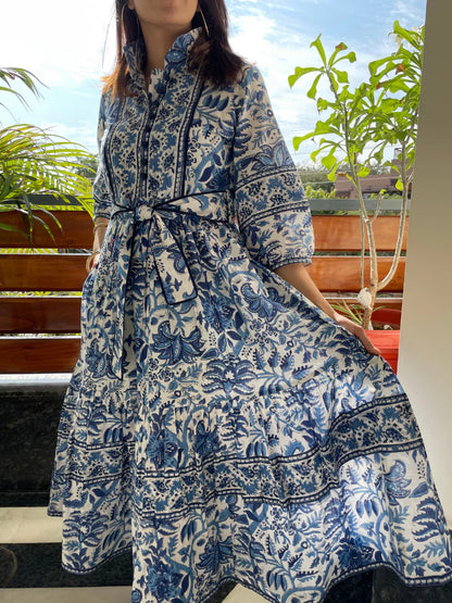 Jaipur Blue Block Print Dress