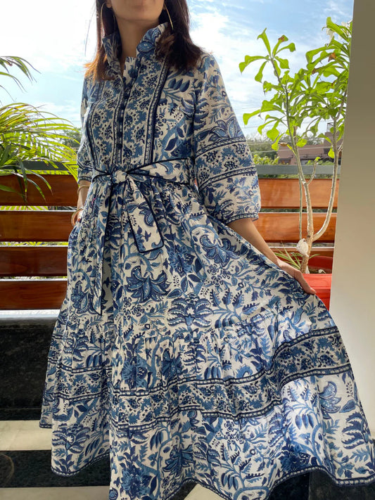 Jaipur Blue Block Print Dress