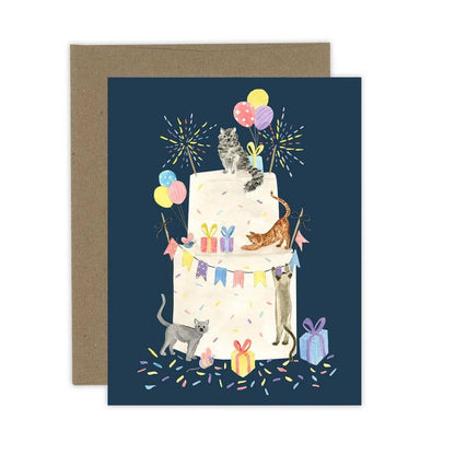 Party Cat Cake Birthday Card: Kraft