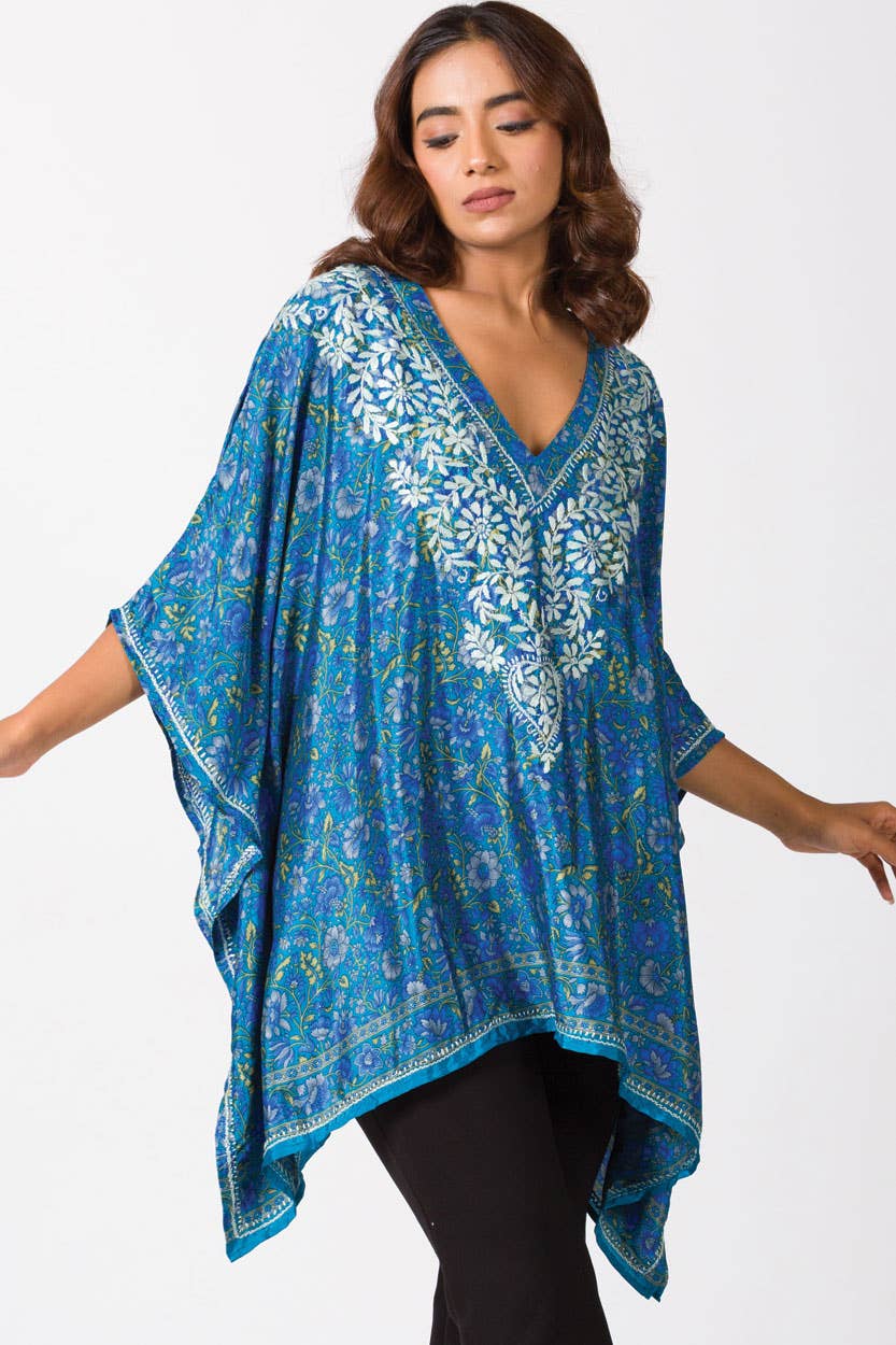 Blue Demira Hand Embroidered Top