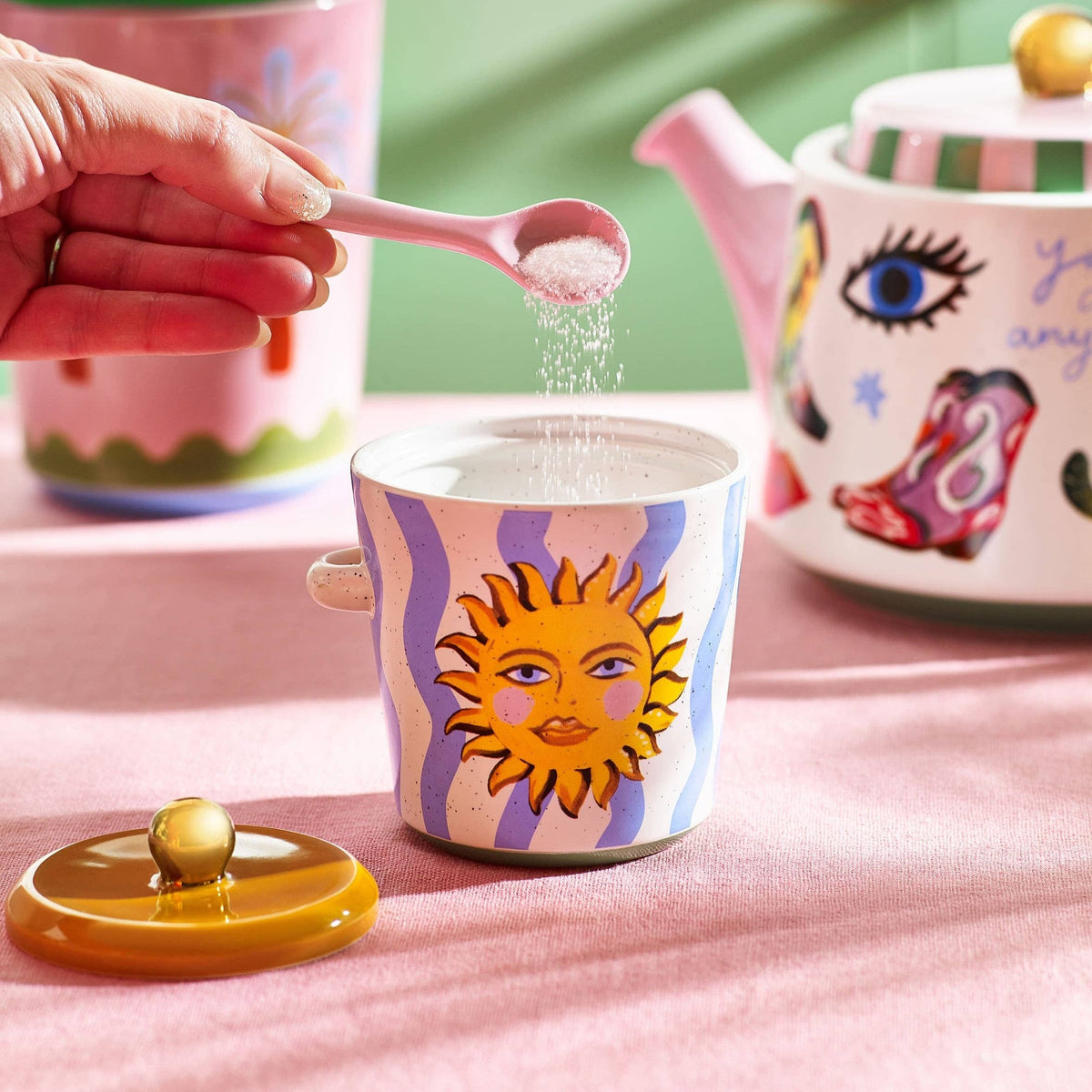 Electric Coast Sun Sugar Pot and Spoon Set