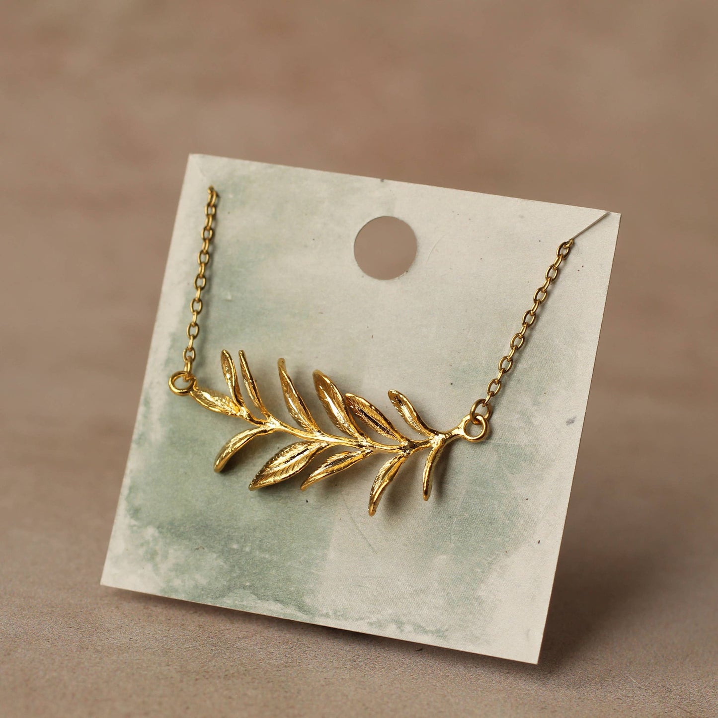 Gold Rosemary Branch Necklace: 22" in Gift Box