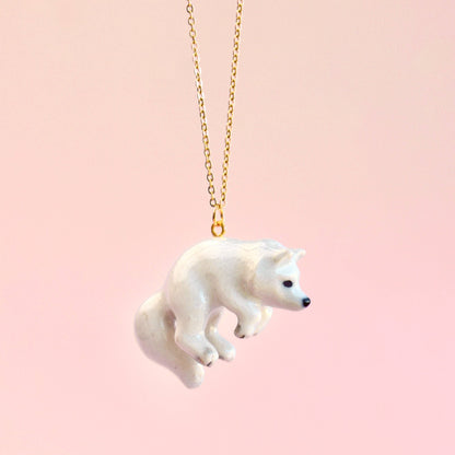 Porcelain Polar Fox Necklace