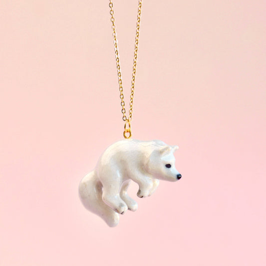 Porcelain Polar Fox Necklace
