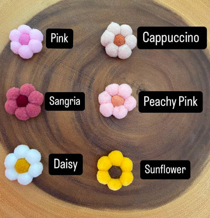 Flower Magnets/ Handmade Pompom & Felt Flower Magnet set: Sunflower