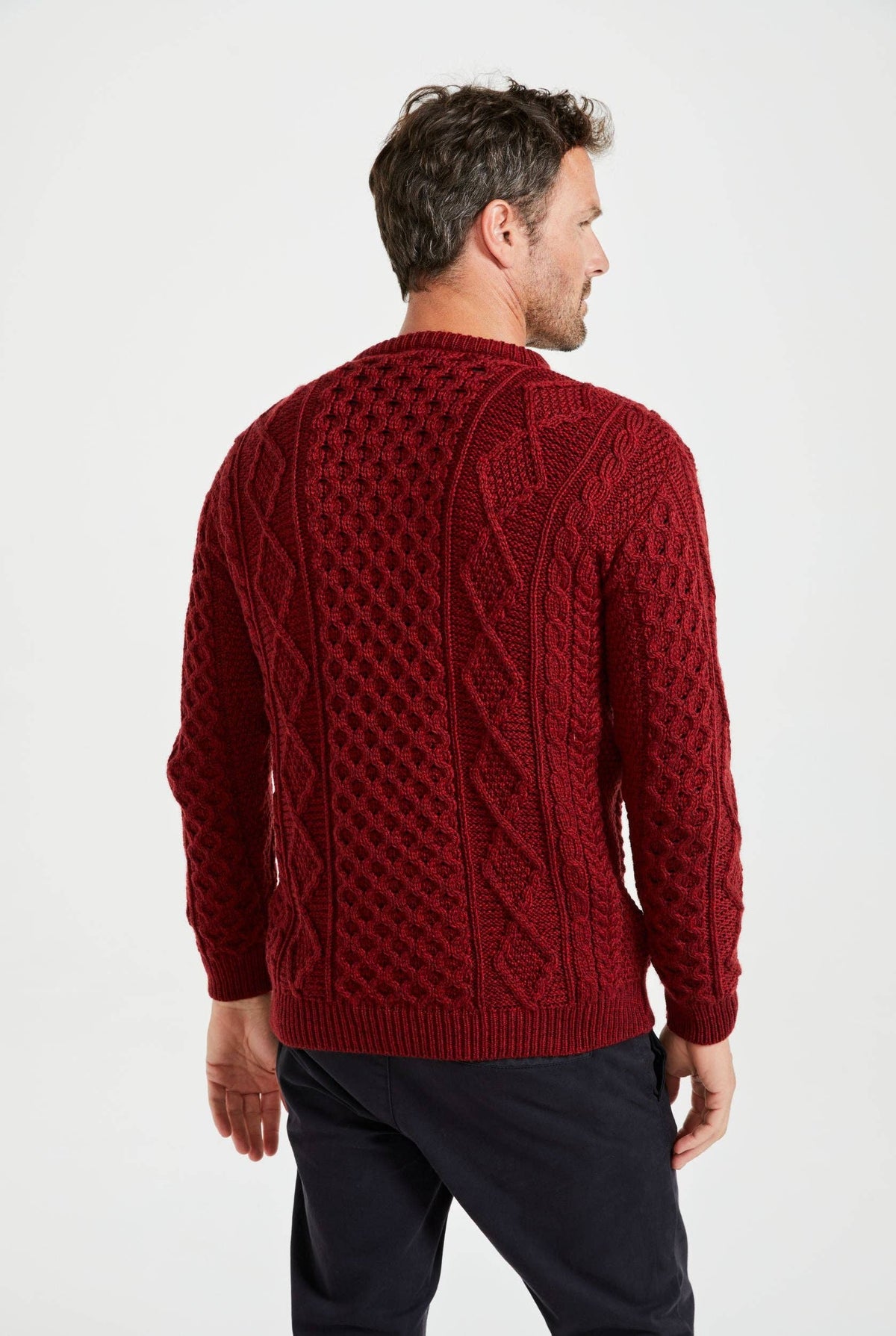 Éireann Mens Traditional Aran Supersoft Merino Sweater - Rua Red: M