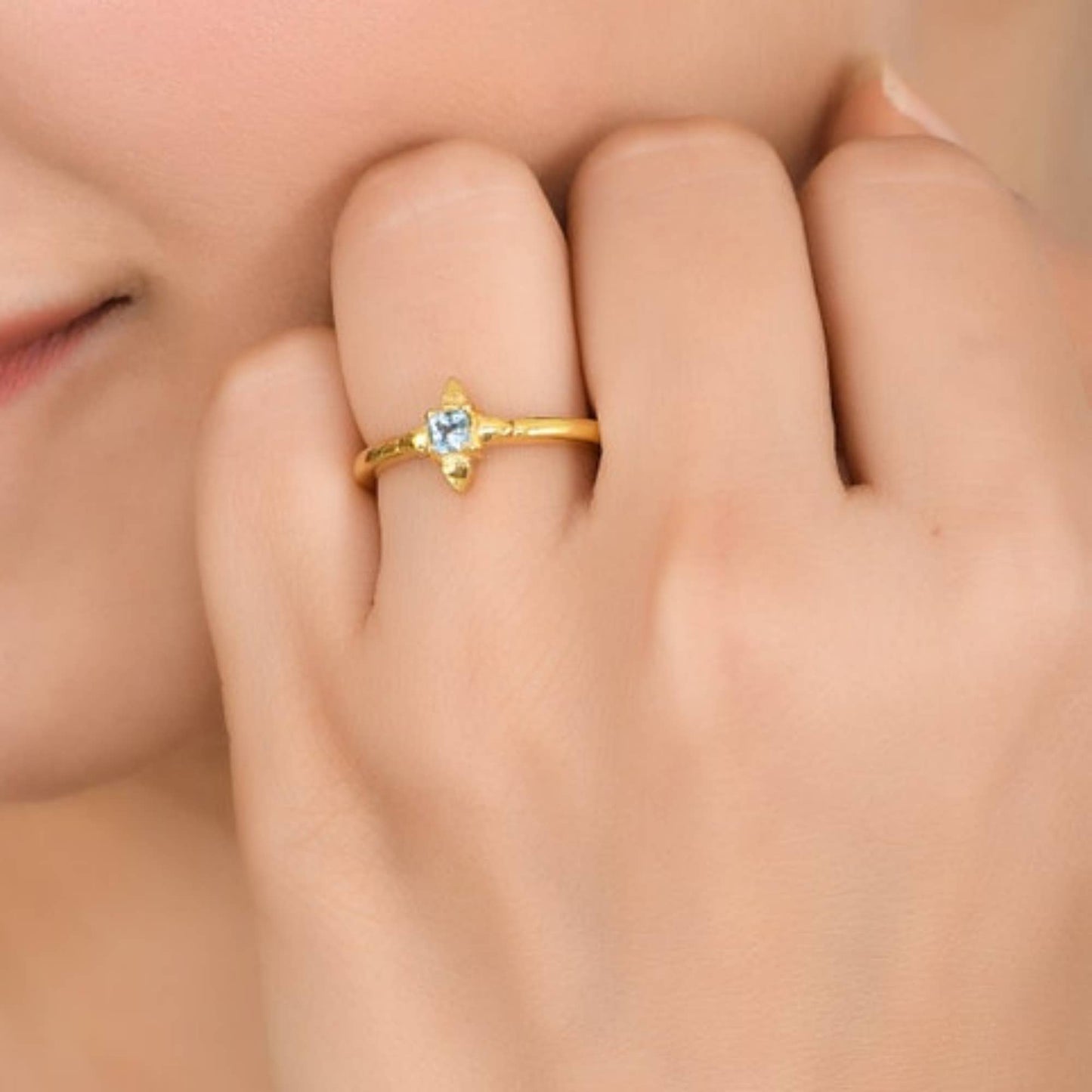 Blue Topaz Gold Plated Ring
