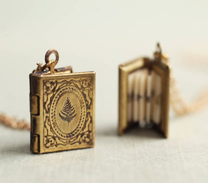 Personalised Engraved Book Locket: Blank Paper Message
