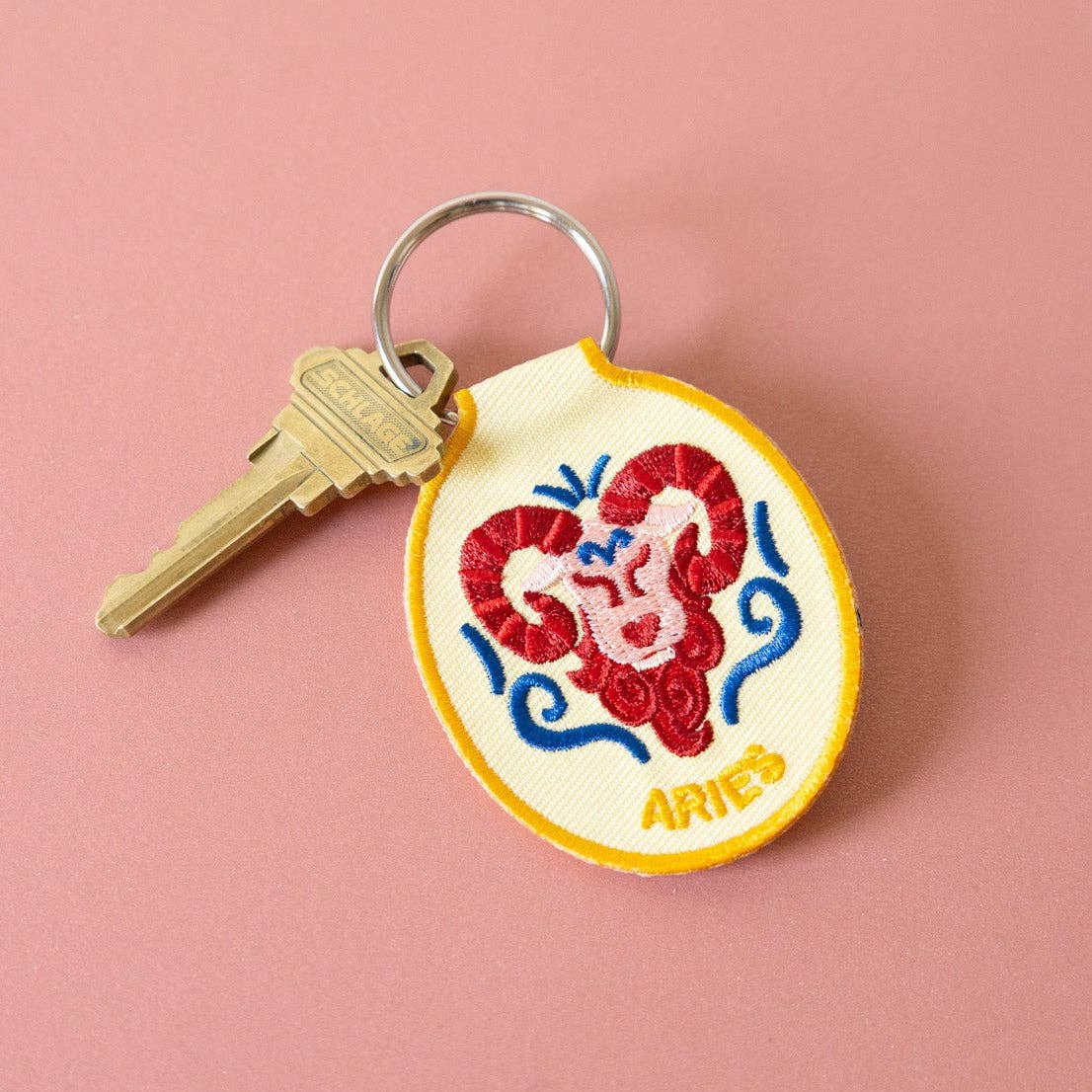 Aries Embroidered Keychain