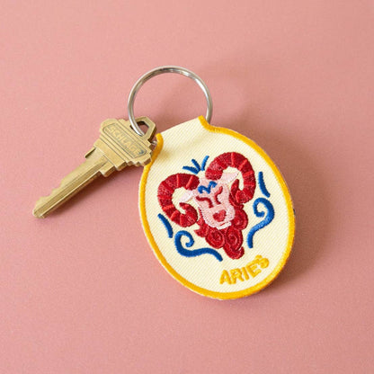 Aries Embroidered Keychain