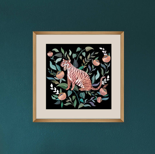 Fierce Tiger Art Print | Cat Art | Wild Tiger: 8x8