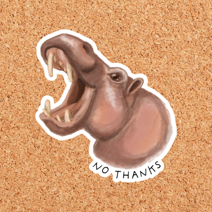 No Thanks Hippo Vinyl Sticker: With Backer Card