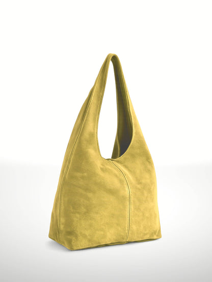 SILVIA - Suede leather bag: Olive green
