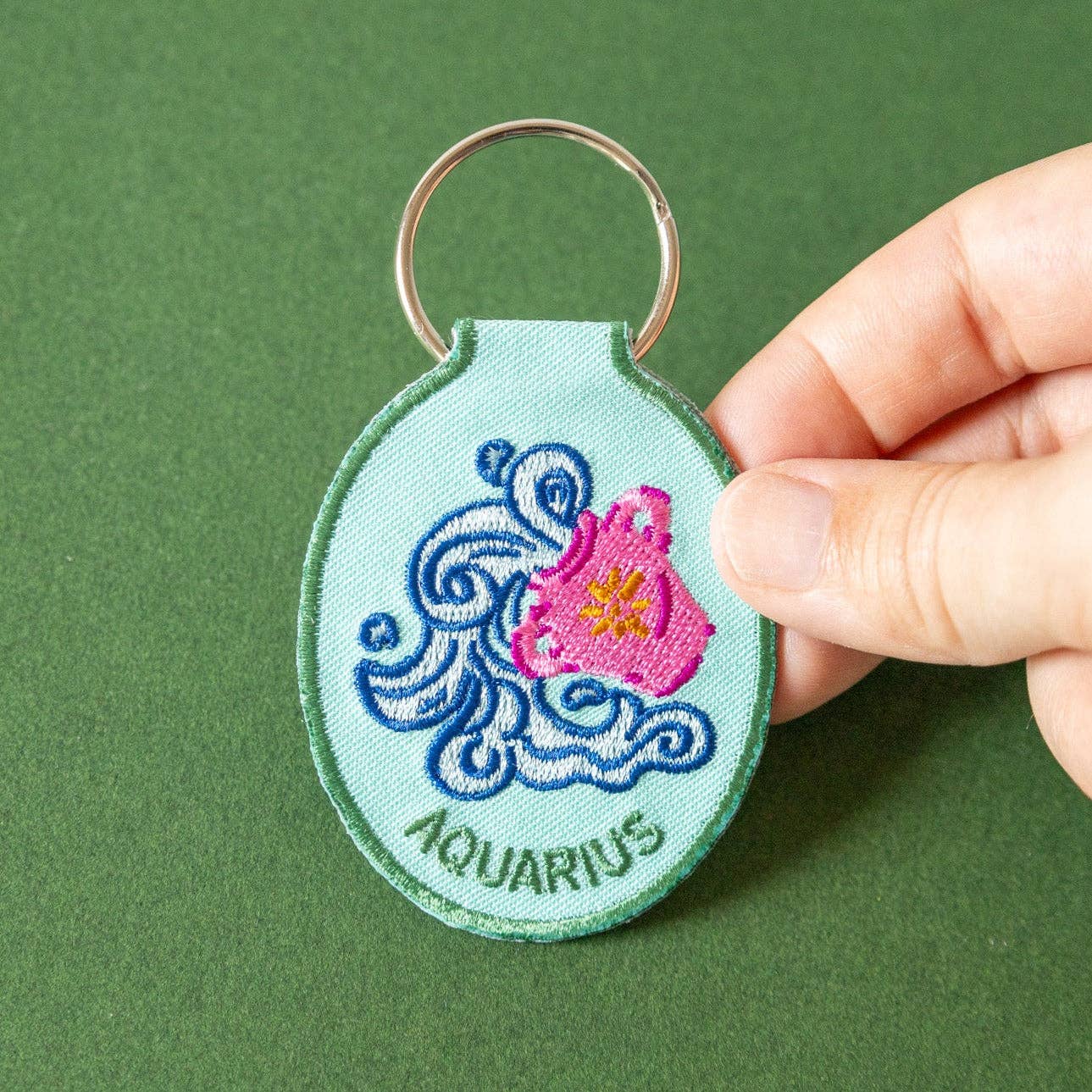 Aquarius Embroidered Keychain