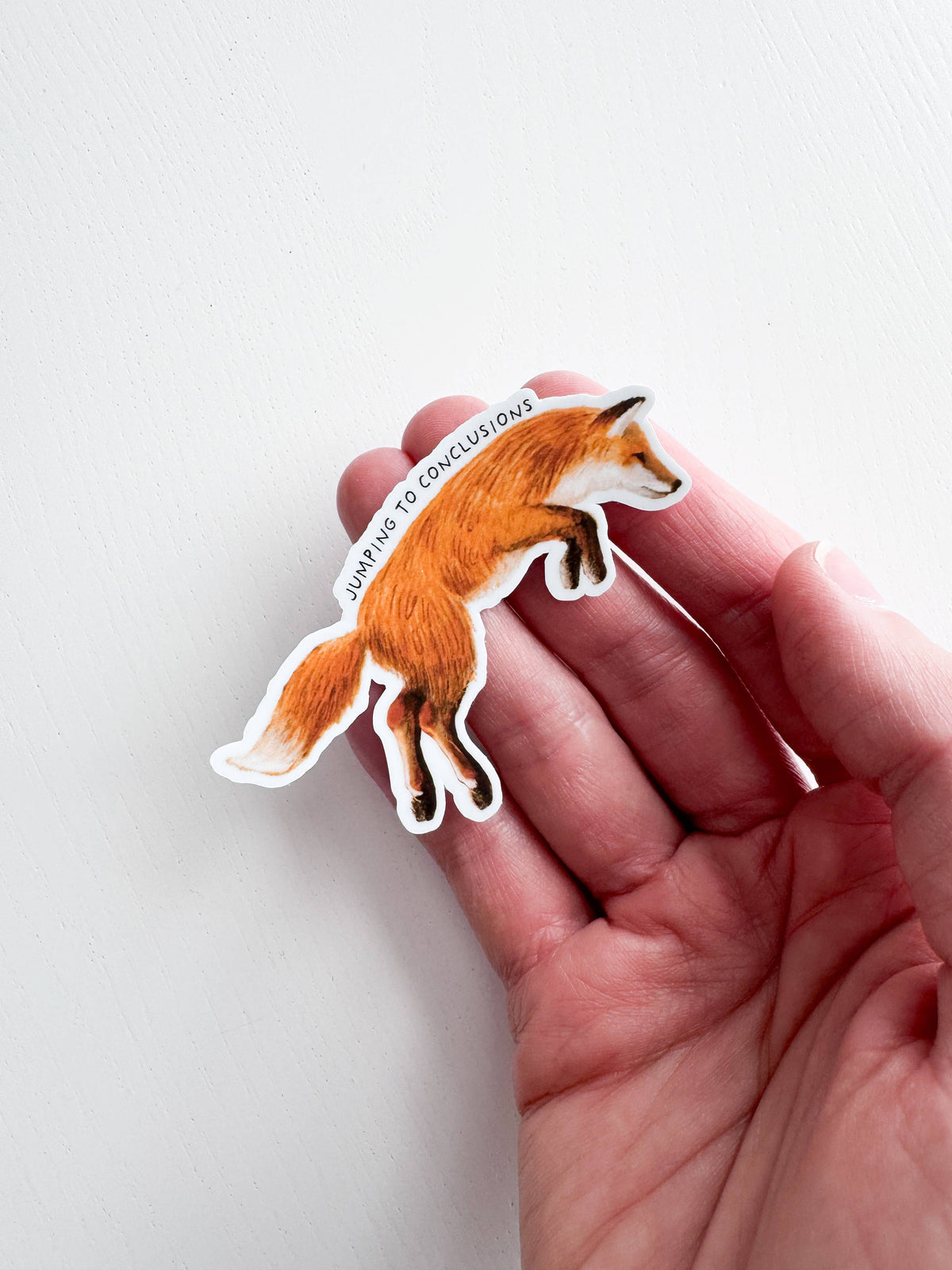 Jumping to Conclusions Fox Vinyl Sticker: With Backer Card