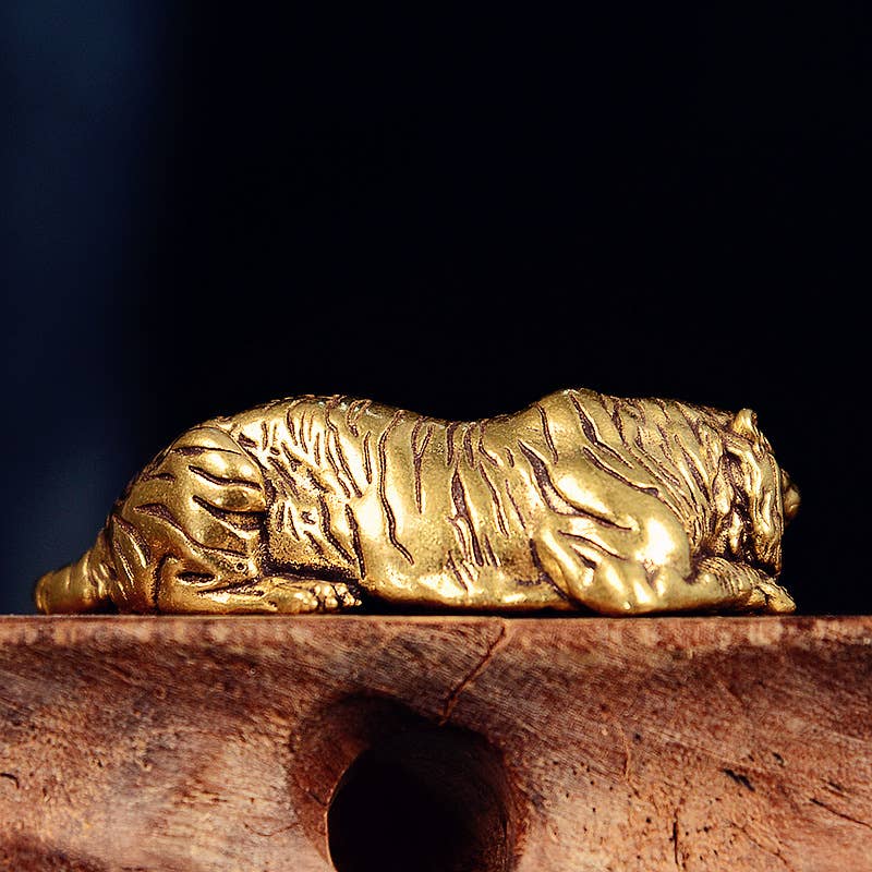 Tiger Animal Brass Ornament Miniature Model