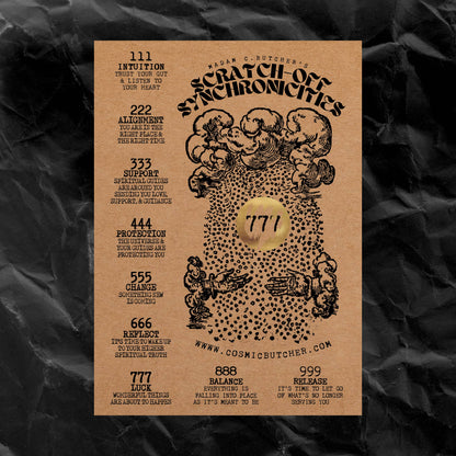 "SYNCHRONICITIES" Scratch Off Angel Number Affirmation Card: BRIGHTS/NEON