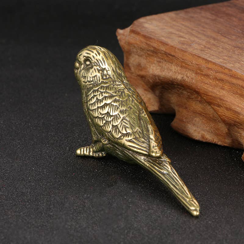 Brass Parrot Bird Figurine Miniature Model