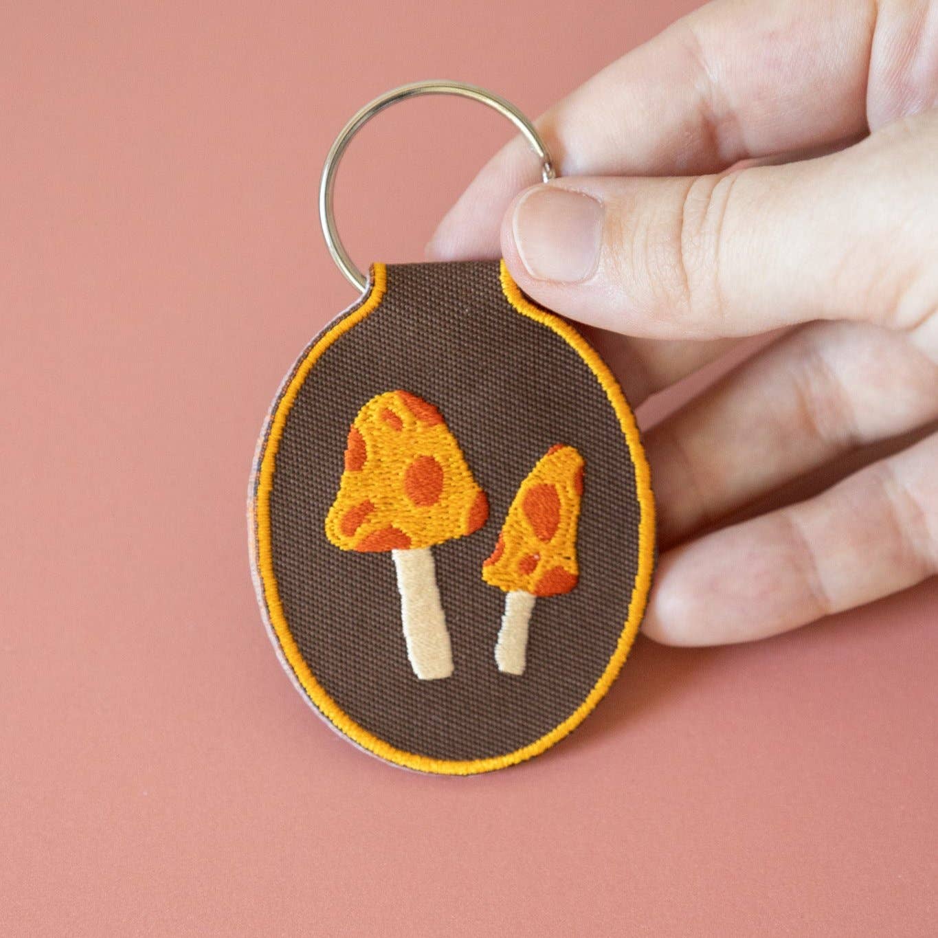 Mushroom Embroidered Keychain