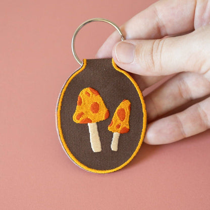 Mushroom Embroidered Keychain