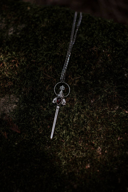 Manon Sword Necklace – Garnet & Sterling Silver