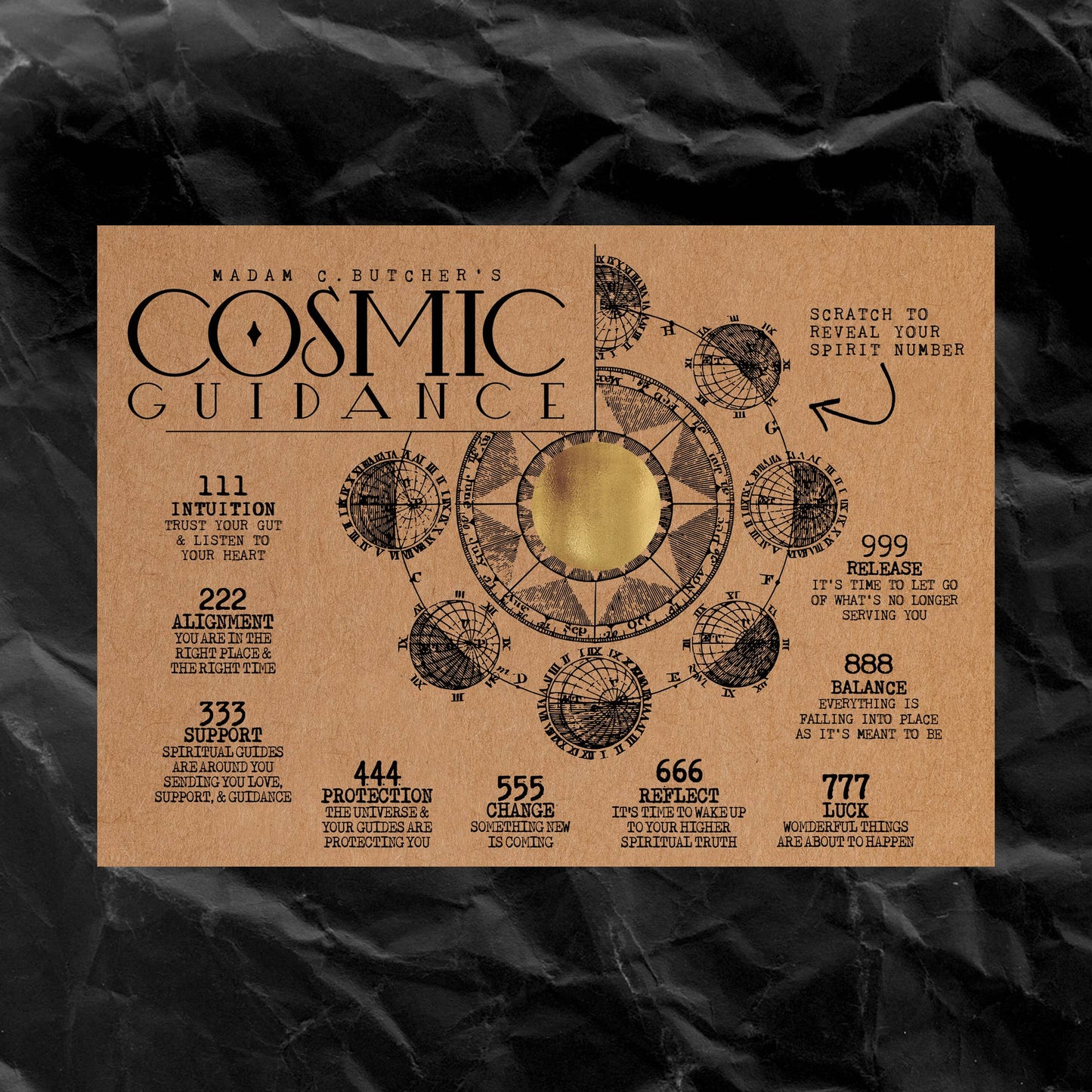 "COSMIC GUIDANCE" Scratch Off Angel Number Novelty Card: BRIGHTS/NEON