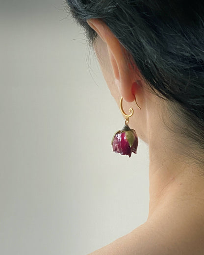 Rose Hoop Earrings: Ivory / Gold