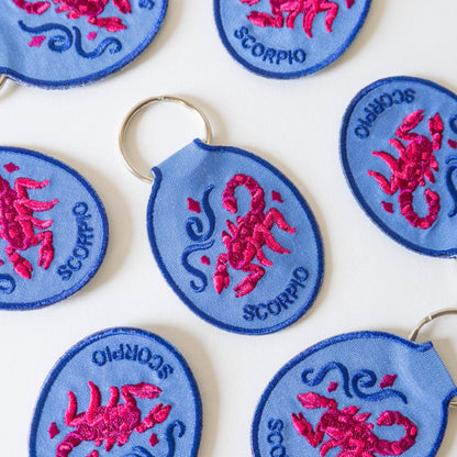 Scorpio Embroidered Keychain