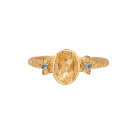 Citrine & Blue Topaz Gold Plated Ring