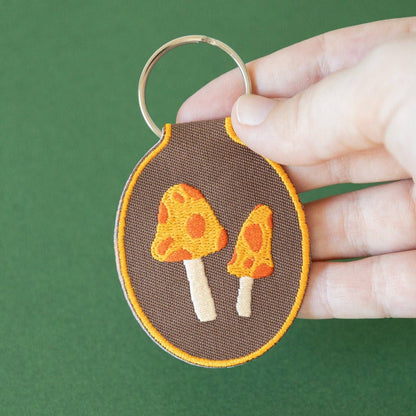 Mushroom Embroidered Keychain