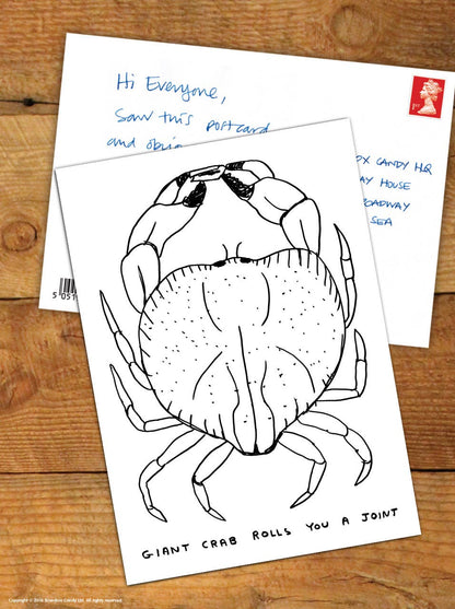Funny A6 Art Postcard By David Shrigley - Giant Crab