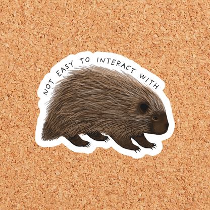 Not Easy to Interact With Porcupine Vinyl Sticker: With Backer Card