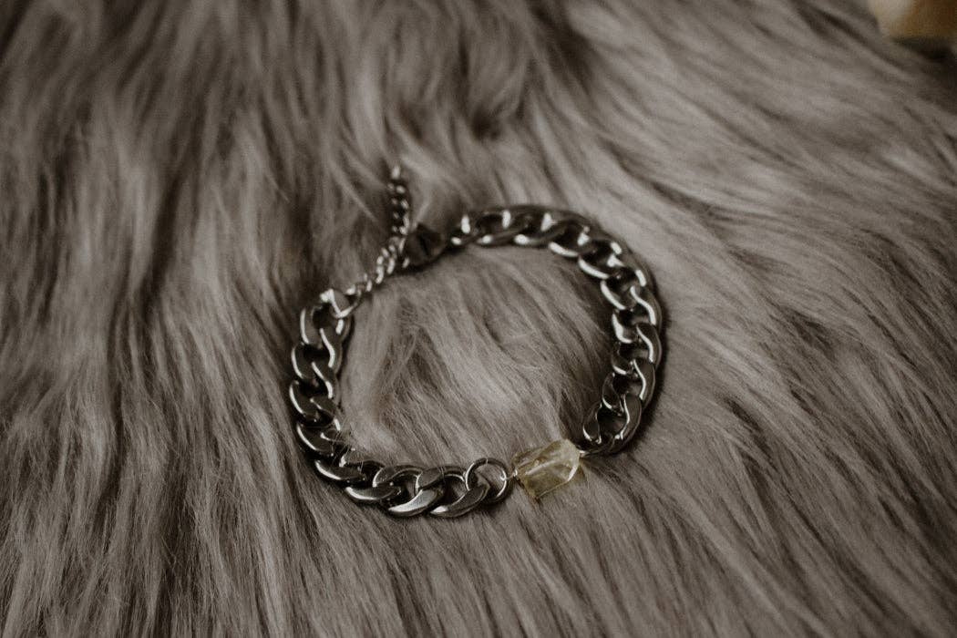 Citrine Magician Bracelet – Raw Crystal & Chunky Chain