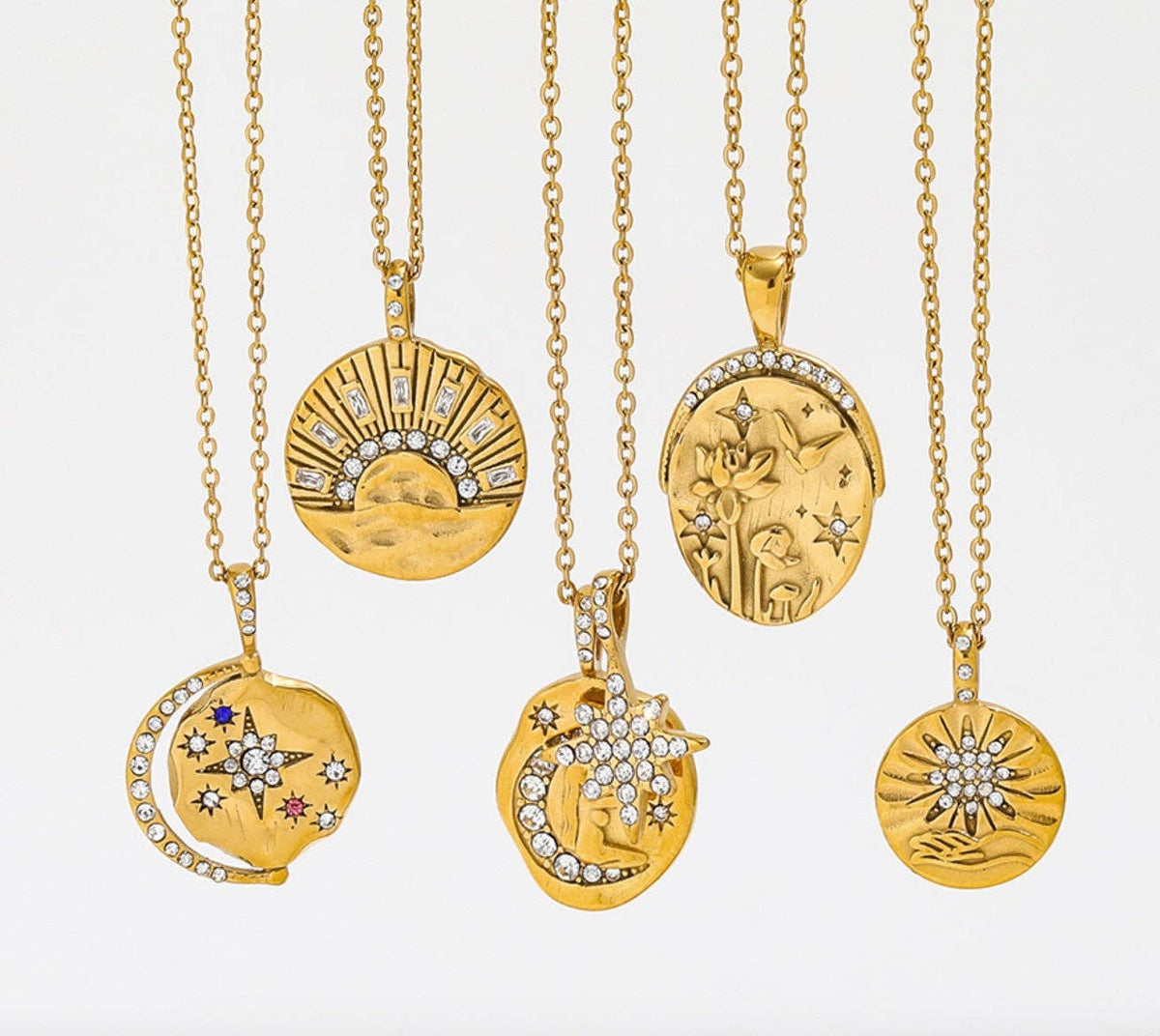  Mini Pendant- Talisman Protect 14K Gold Steel Necklace: Goddess