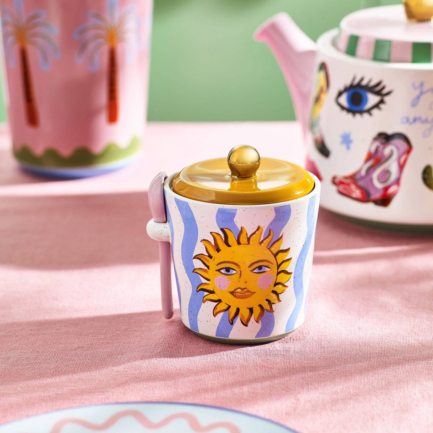 Electric Coast Sun Sugar Pot and Spoon Set