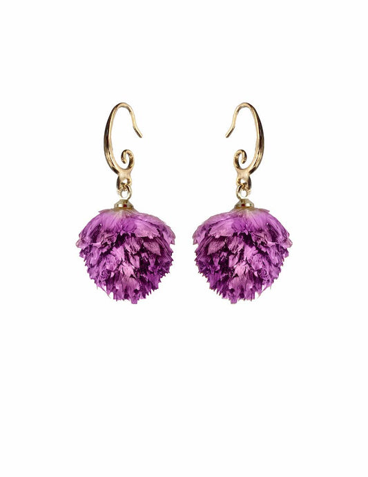 Clover Flower Hoop Earrings: Purple