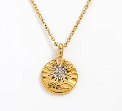 Mini Pendant- Talisman Protect 14K Gold Steel Necklace: Goddess
