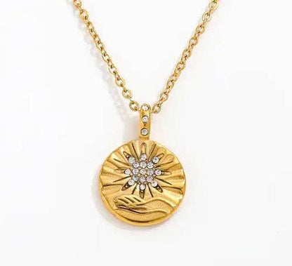  Mini Pendant- Talisman Protect 14K Gold Steel Necklace: Space