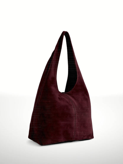 SILVIA - Suede leather bag: Wine red