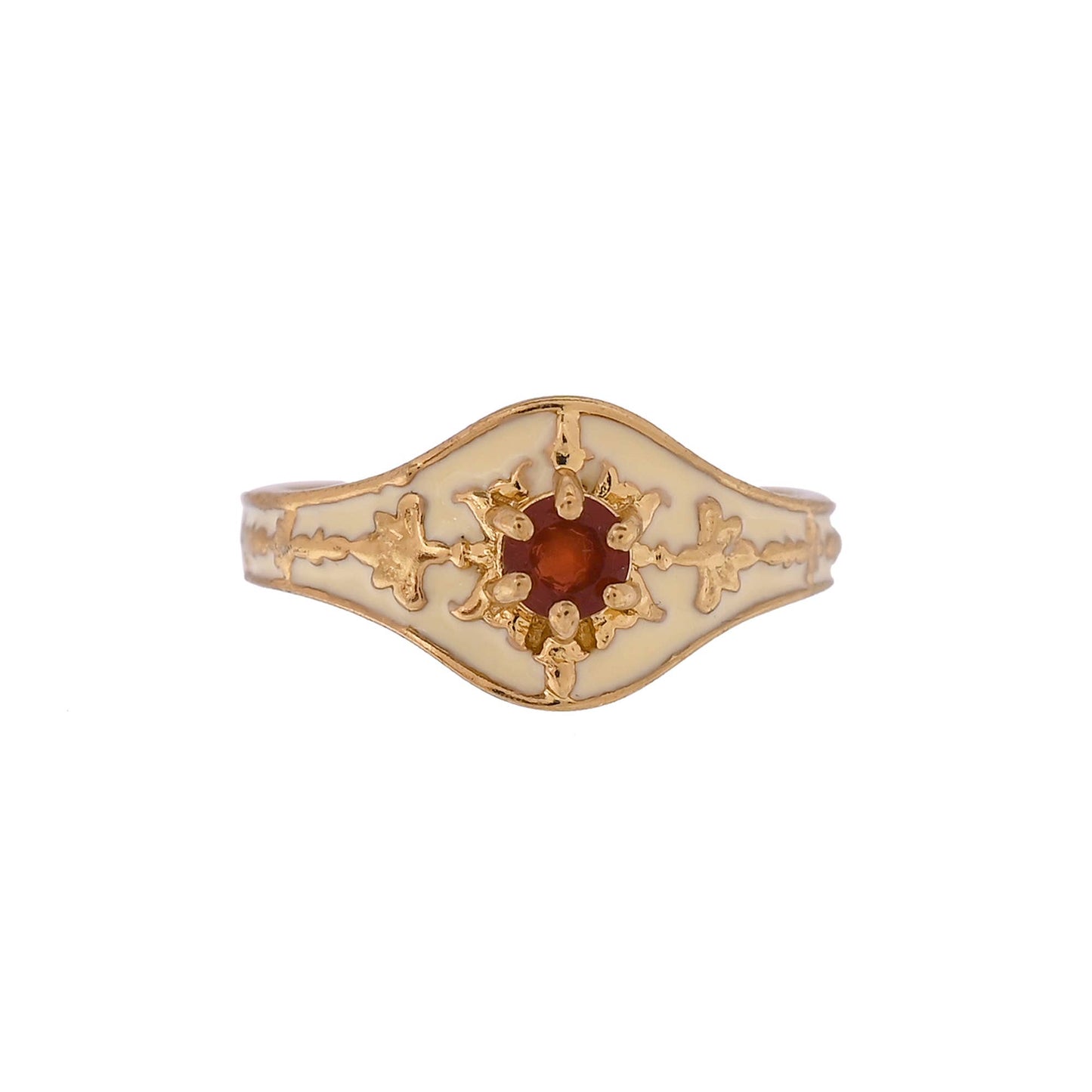 Garnet Gold Plated Enamel Ring