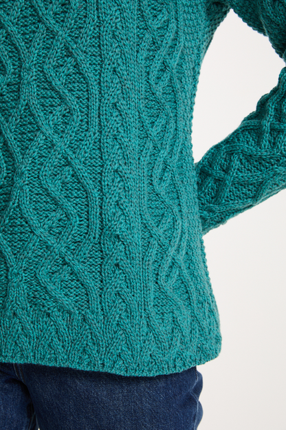 Bríd Merino St.Bridget's Weave Sweater-Teal: S