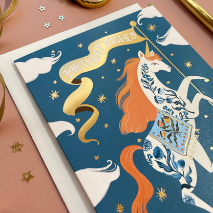 Unicorn | Stationery  | Birthday Greeting Card  | Foil