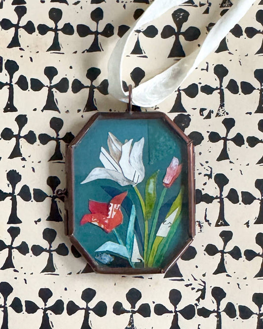 Tulip Trio ~ Art Locket Ornament Garden Floral Handmade 