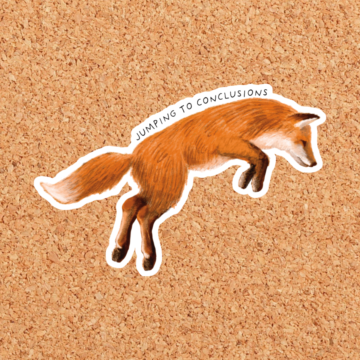 Jumping to Conclusions Fox Vinyl Sticker: With Backer Card